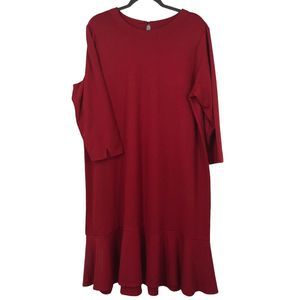 NWT J.Jill Pointe XLT True Red Dress, Simple, Minimalist, Holiday, Christmas